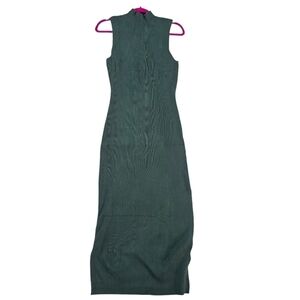 RAISECOM Sleeveless Knit Maxi Sweater Dress Mock Neck Ribbed Army Green size xl